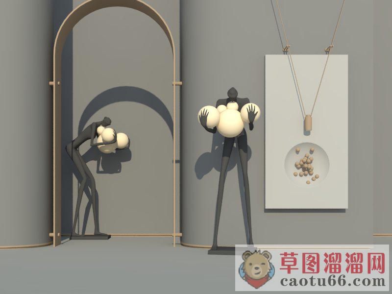现代抽象人物SU模型