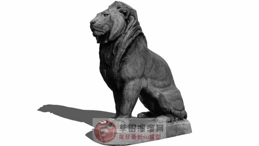 石狮子雕塑SU模型