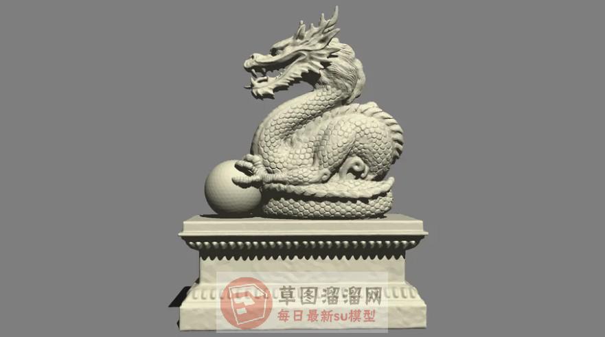 龙雕塑石雕SU模型