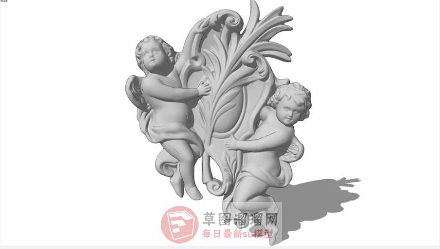 欧式天使雕塑SU模型