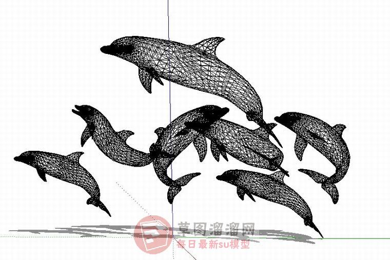 海豚雕塑小品SU模型