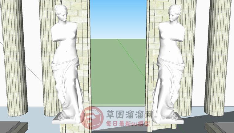 断臂雕塑女人SU模型