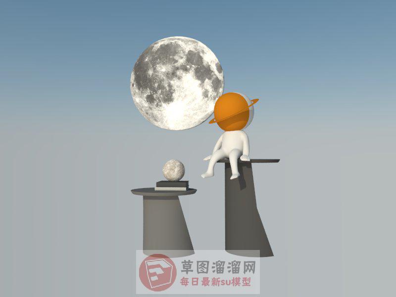雕塑摆件太空人SU模型