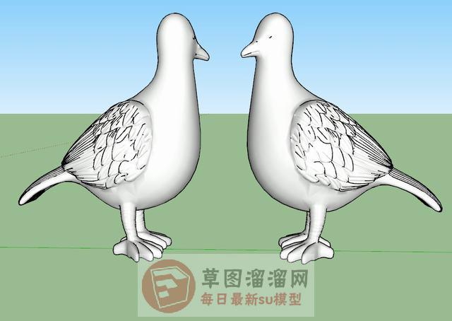 鸽子鸟雕塑SU模型