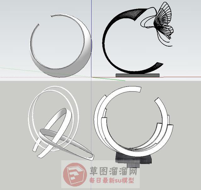 圆形抽象雕塑SU模型
