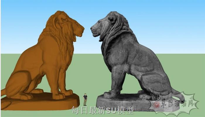 石狮子雕像雕塑SU模型