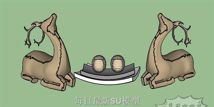 小鹿工艺品雕塑SU模型