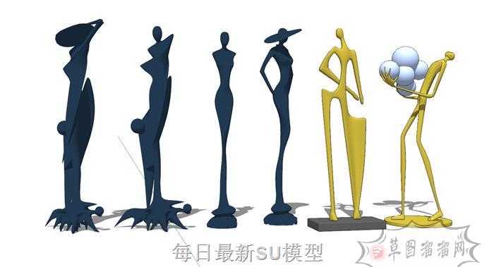 抽象人物雕塑SU模型