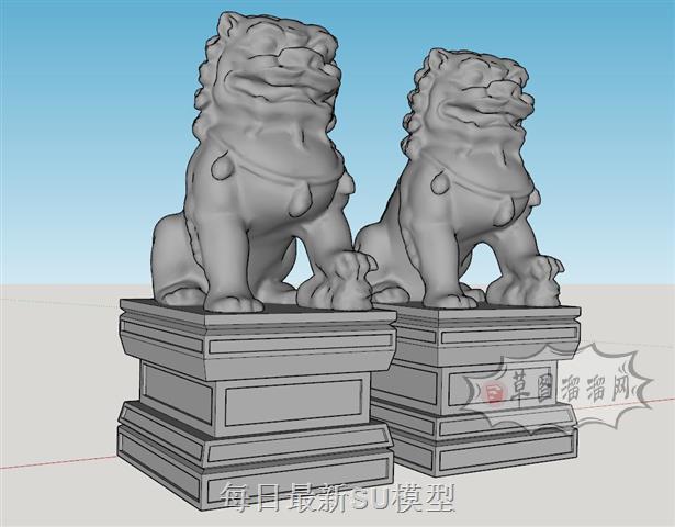 石狮子雕塑SU模型