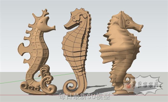 海马雕塑景观SU模型