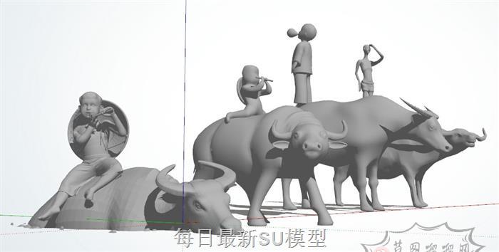 牧童骑牛SU模型