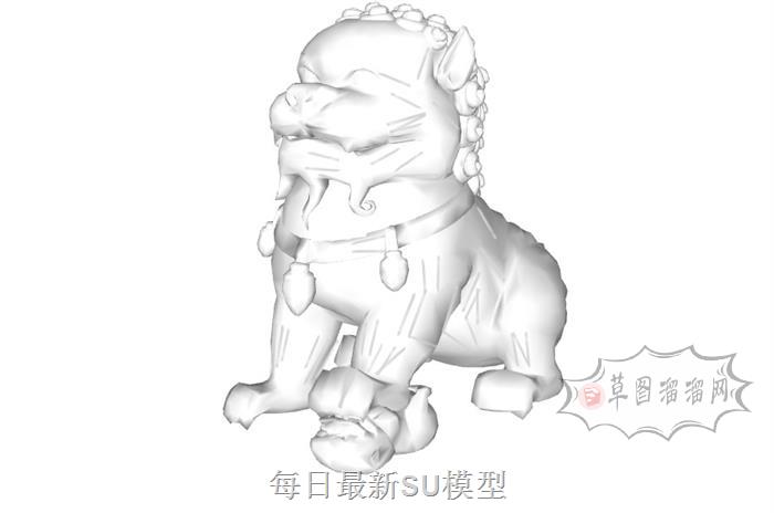 石狮子雕像雕塑SU模型
