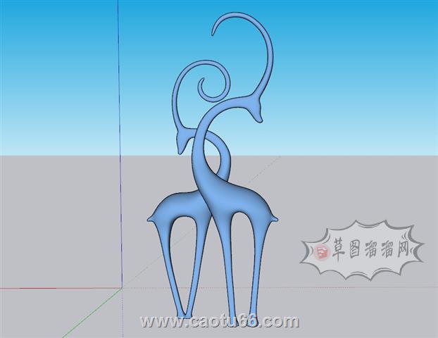 抽象小鹿雕塑SU模型