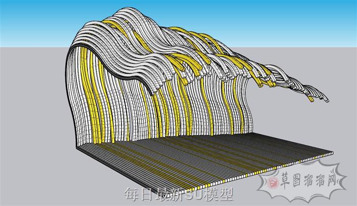 浪花雕塑廊架SU模型