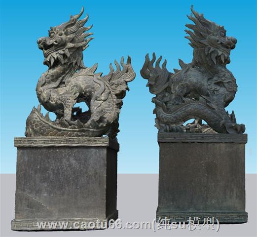 龙雕塑盘龙石SU模型