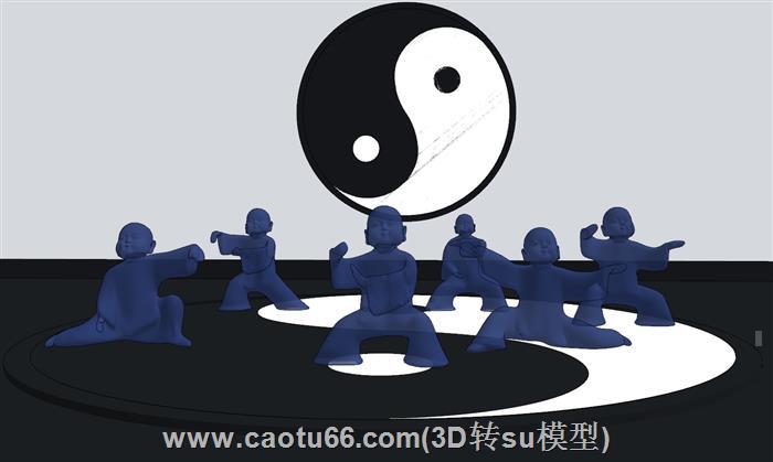 中式太极小和尚SU模型