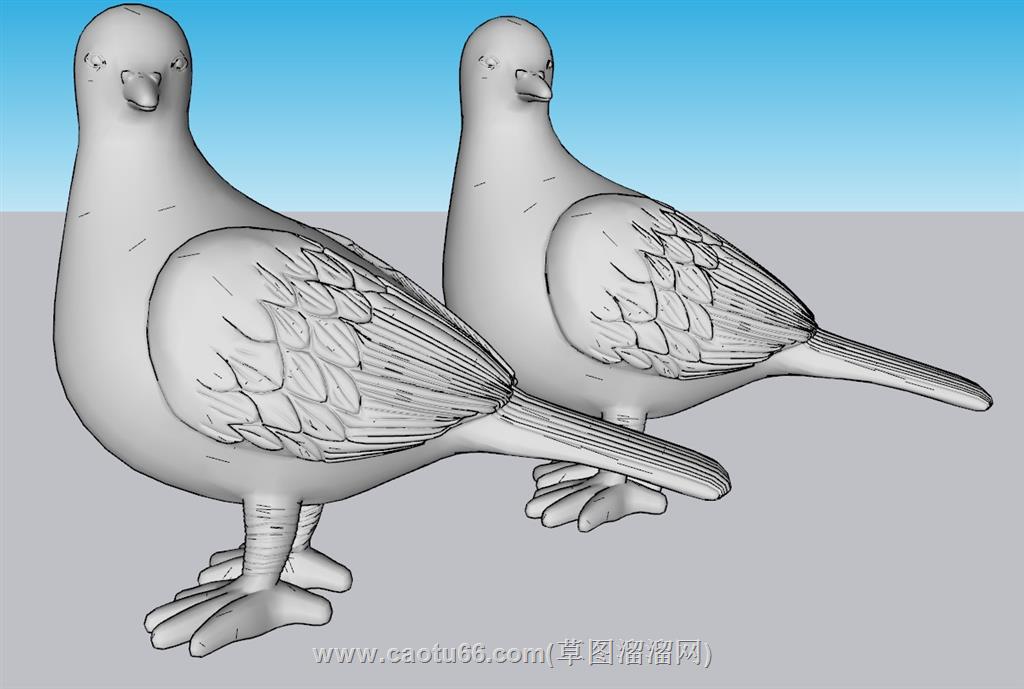 鸽子鸟雕塑鸽子SU模型