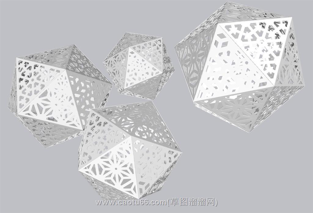 多面体镂空雕塑SU模型