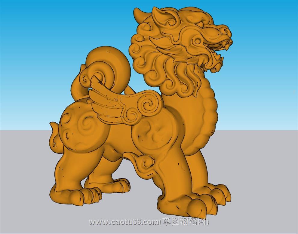 麒麟神兽雕塑SU模型