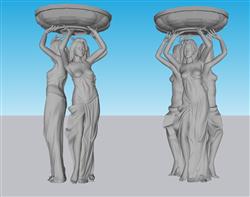 欧式女人雕塑SU模型 免费sketchup模型下载
