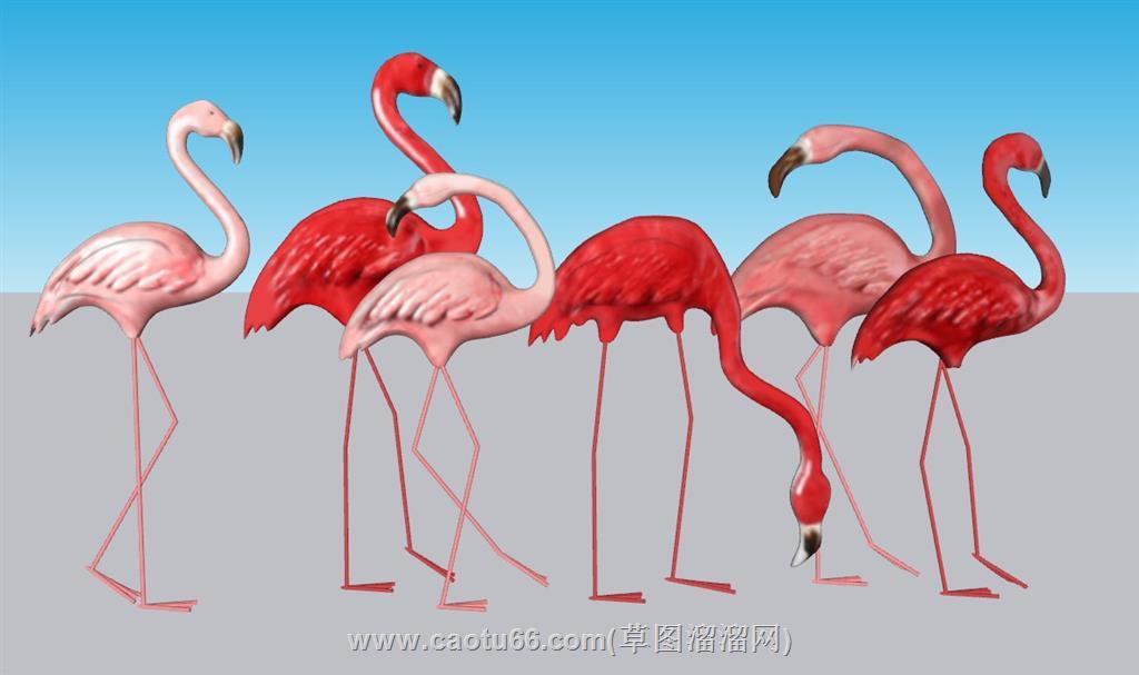 火烈鸟工艺品摆件SU模型