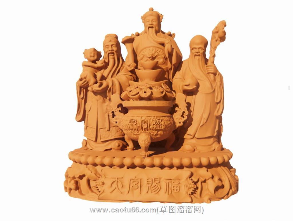 财神爷福禄寿雕塑SU模型