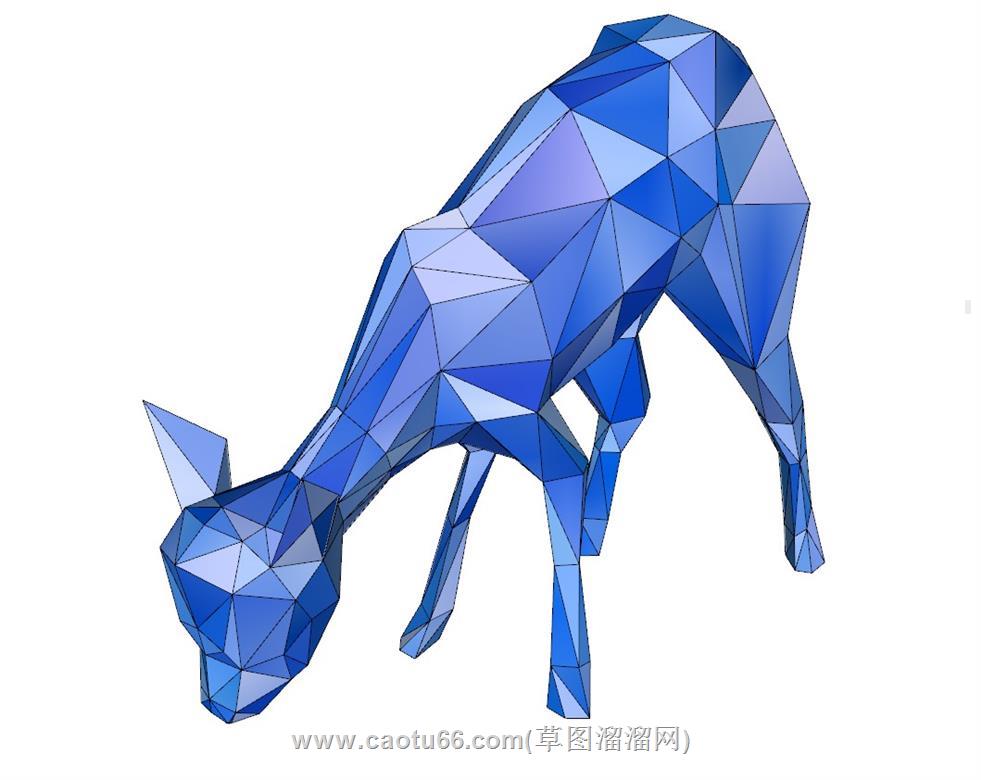 几何小鹿雕塑SU模型