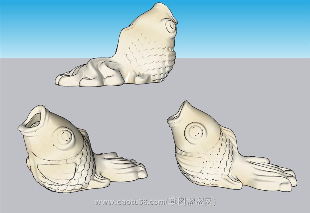 鲤鱼雕塑SU模型
