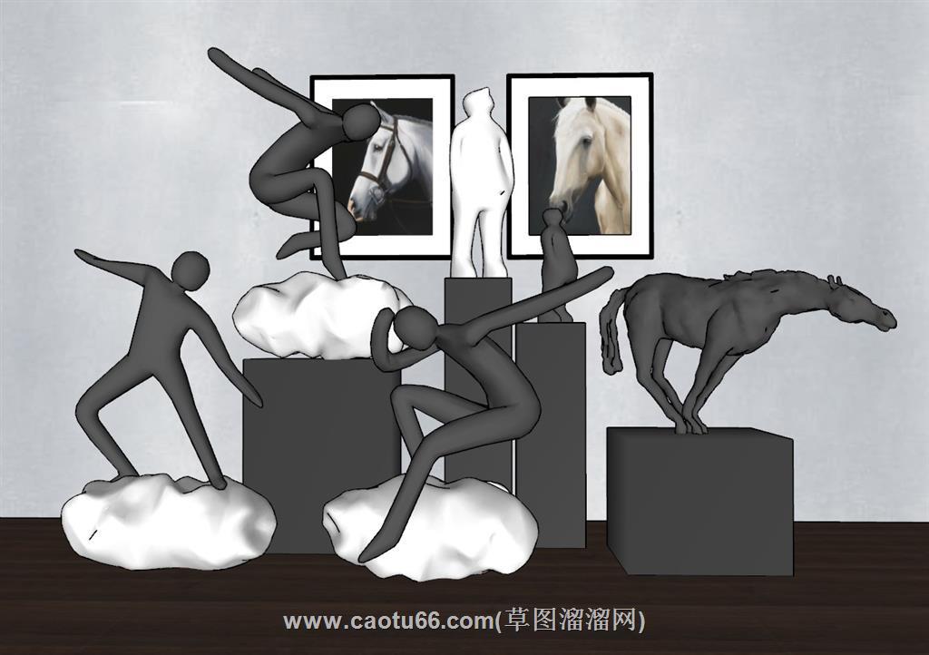 抽象人物雕塑SU模型