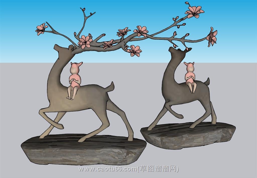 鹿雕塑SU模型