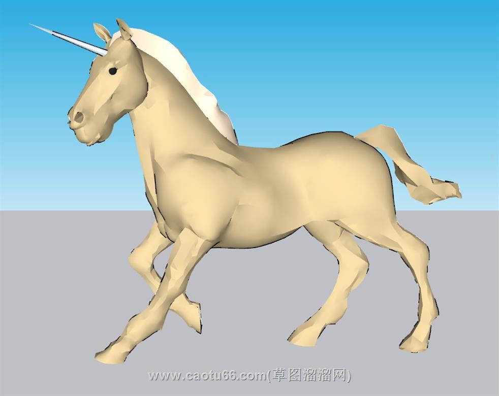 马雕塑独角兽SU模型