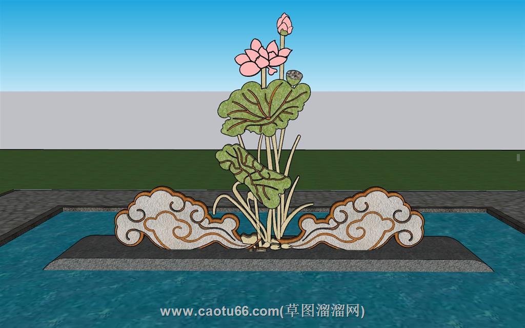 荷花荷叶祥云SU模型