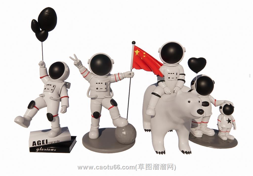 宇航员太空人雕塑SU模型