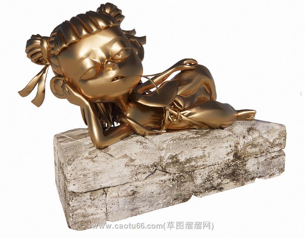 哪吒雕塑睡姿SU模型