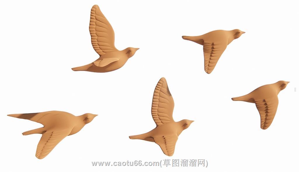 飞鸟墙饰雕塑SU模型