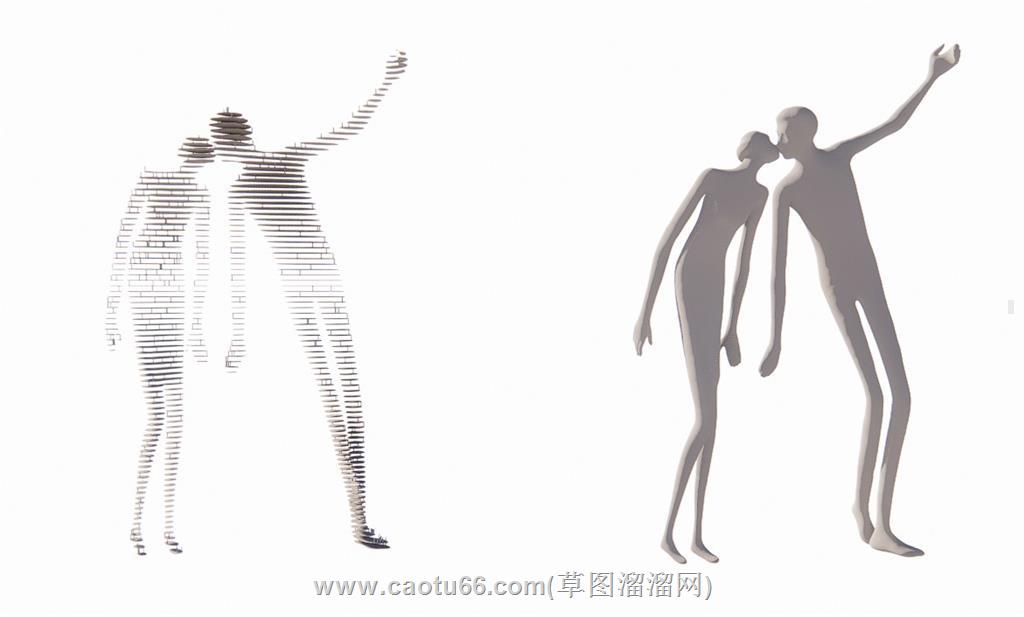 恋人情侣雕塑SU模型