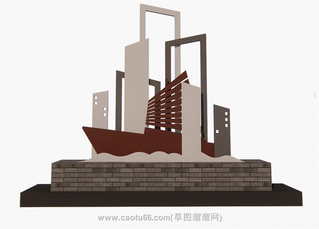 帆船雕塑SU模型