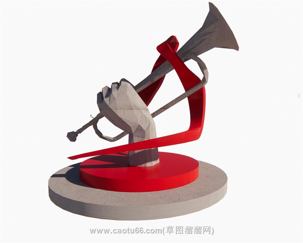 红色革命号角SU模型