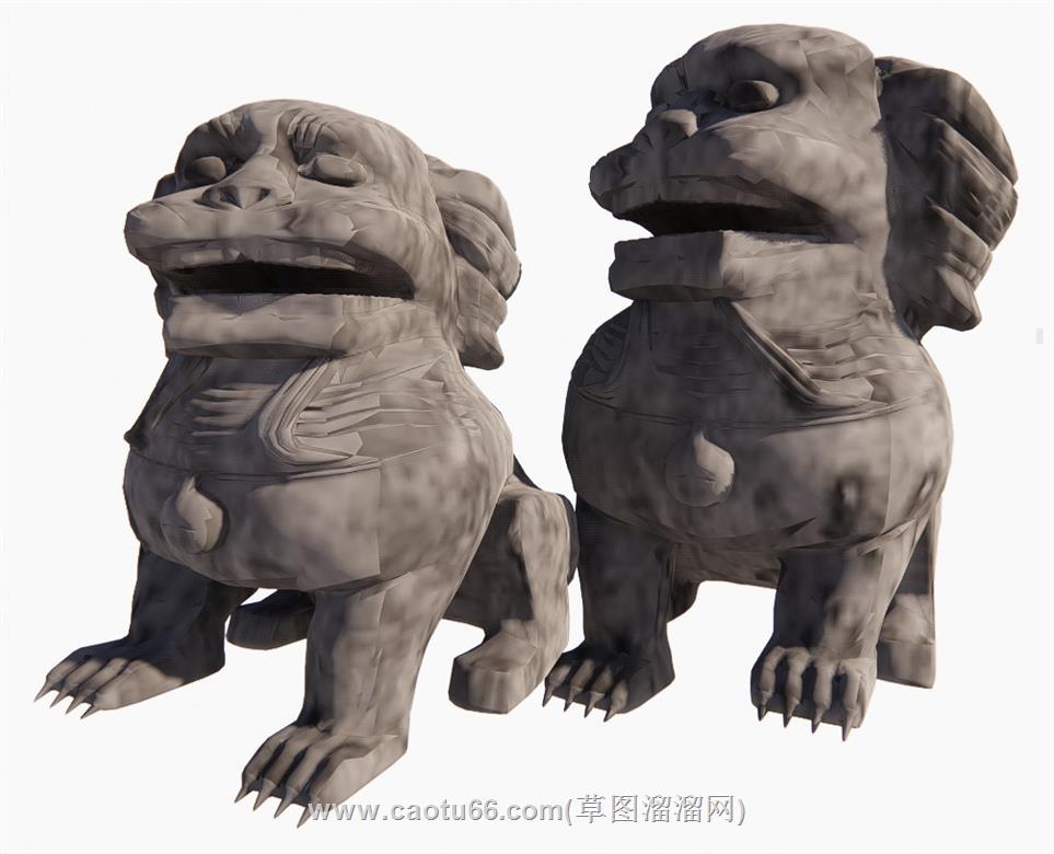 石狮子雕像SU模型