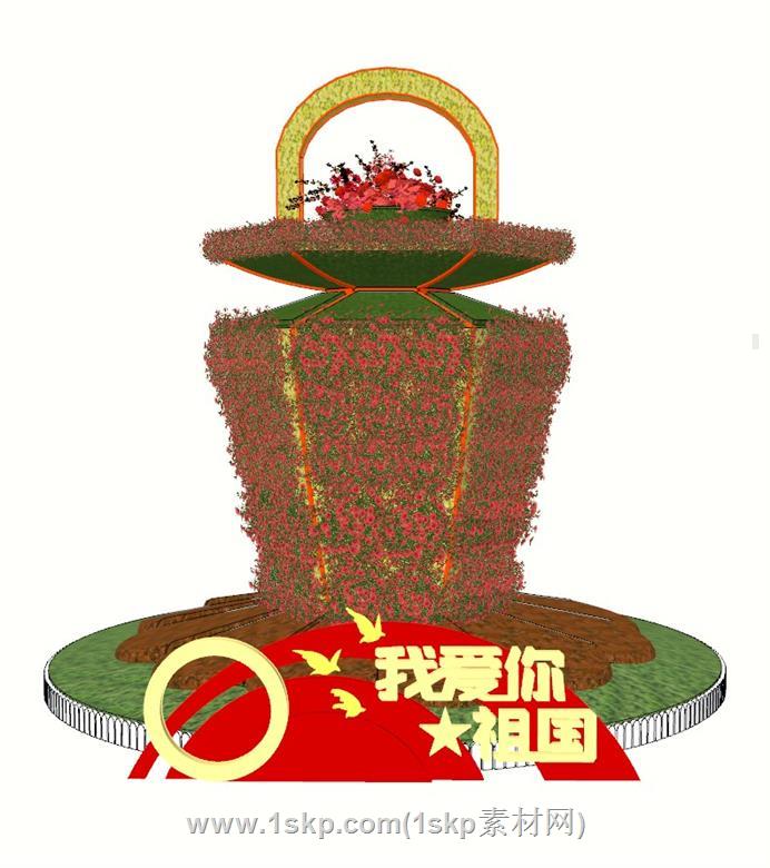 花篮绿雕雕塑SU模型