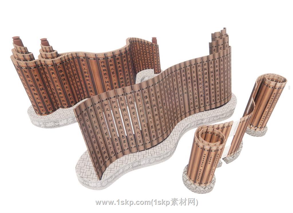 竹简雕塑SU模型