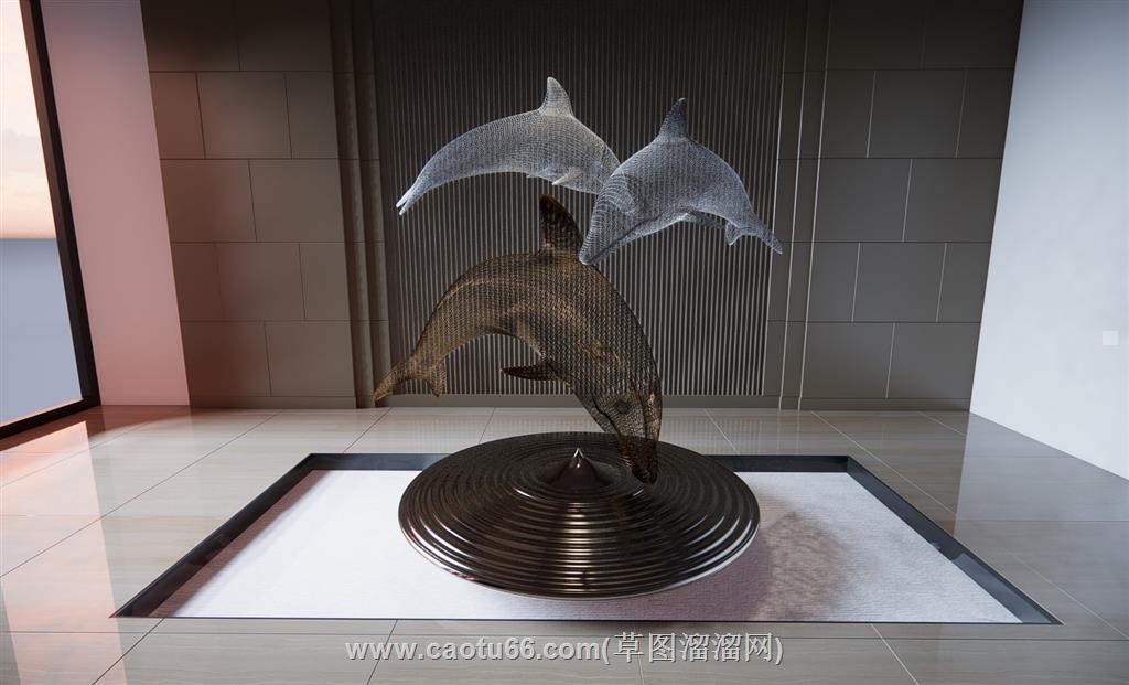 海豚雕塑SU模型