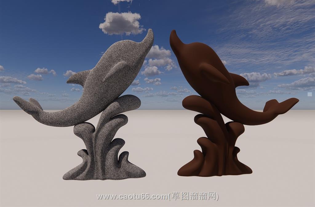 海豚海洋雕塑SU模型