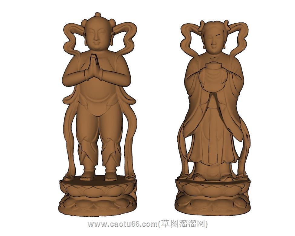 散财童子雕塑SU模型