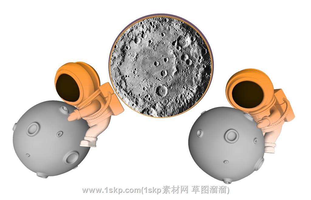 太空人月亮灯月球SU模型