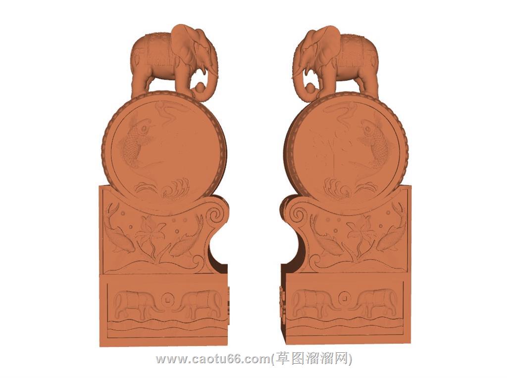 大象抱鼓石SU模型