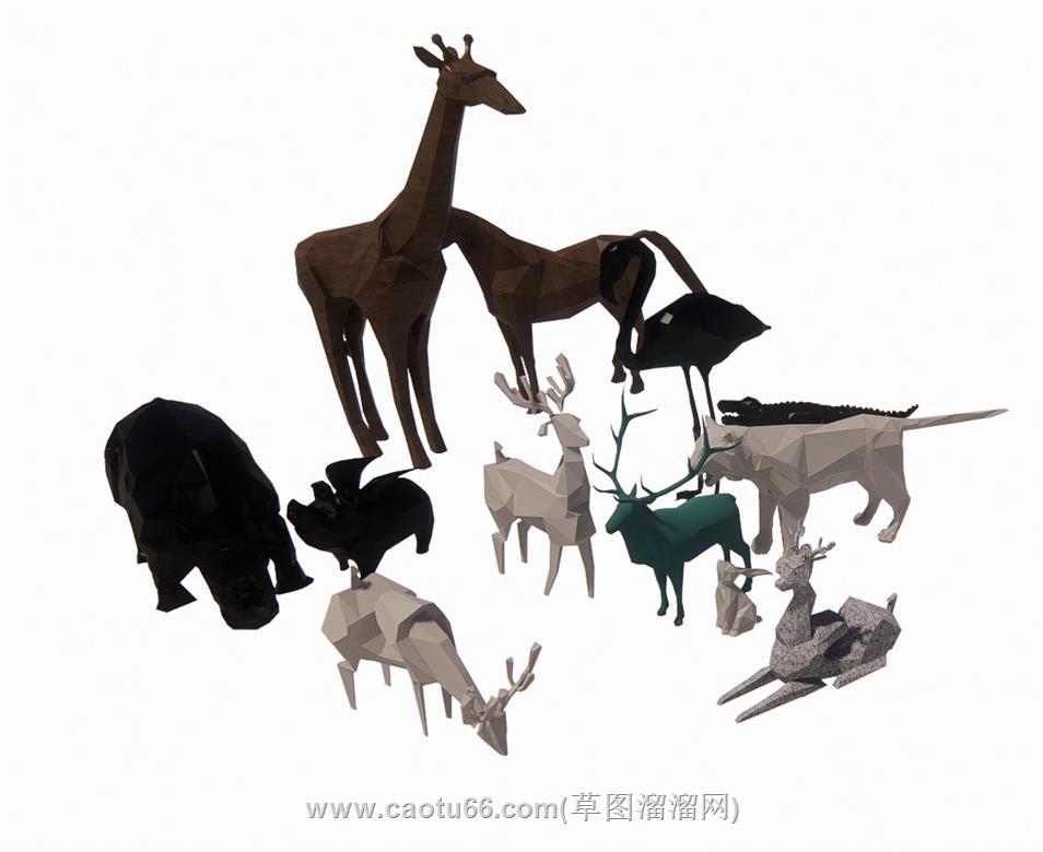 几何动物雕塑SU模型