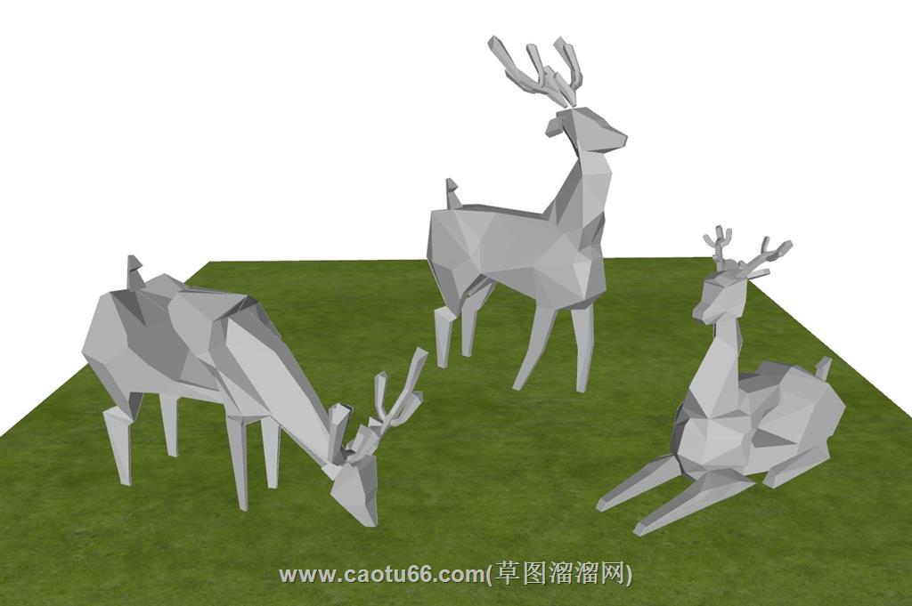 不锈钢小鹿几何SU模型