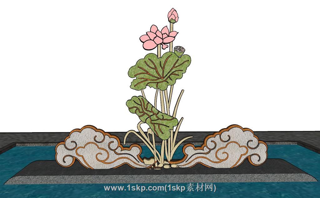 莲花城市雕塑SU模型