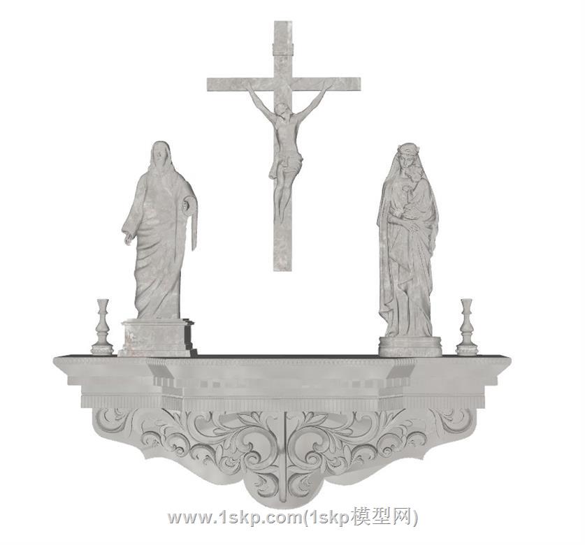 耶稣圣母雕塑SU模型